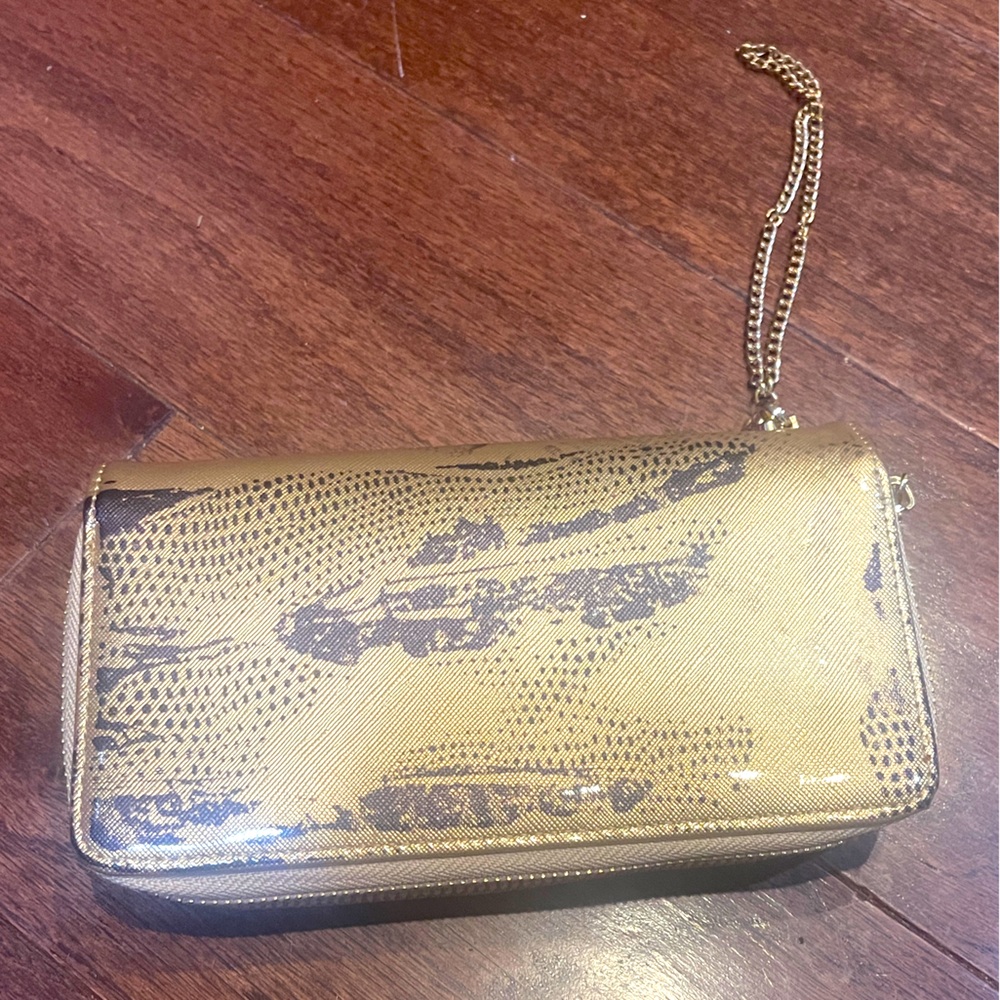 Xhilaration Women’s Snake Print Shiny Wallet Wrist Clutch